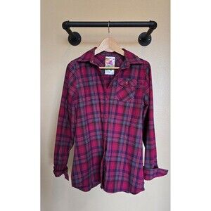 Burton DryRide Flannel Shirt Pink Purple‎ Plaid Button Front Women's Size Medium